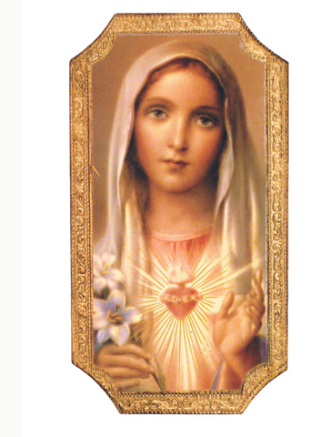 Immaculate Heart of Mary Florentine Icon Plaque Hand Made In Italy