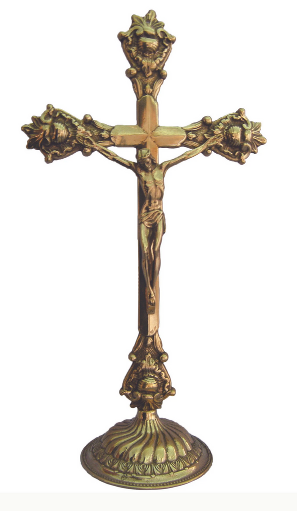 Beautiful Shiny Brass Budded Altar Cross for Church or home devotion