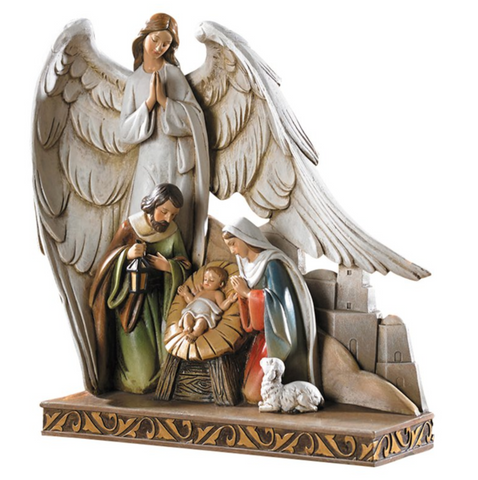 Nativity with Angel Figurine