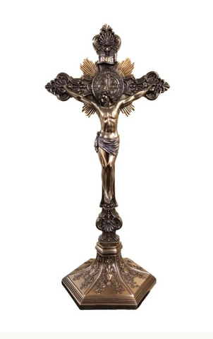 Standing Saint Benedict Crucifix Large 17 Inch Hangs or Stands