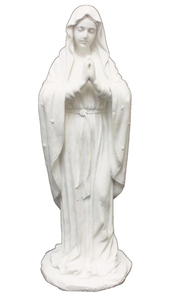 Praying Madonna Virgin Mary Statue In White