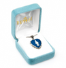 Light Blue Sterling Cameo Heart Miraculous Medal Capodimonte Porcelain Made In Italy