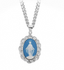 Light Blue Sterling Cameo Medal with Scalloped Edges