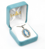 Light Blue Sterling Cameo Scalloped EdgeMiraculous Medal Capodimonte Porcelain Made In Italy