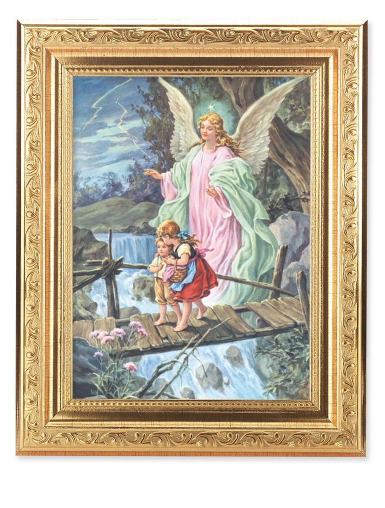 Guardian Angel Print In Gold Frame 