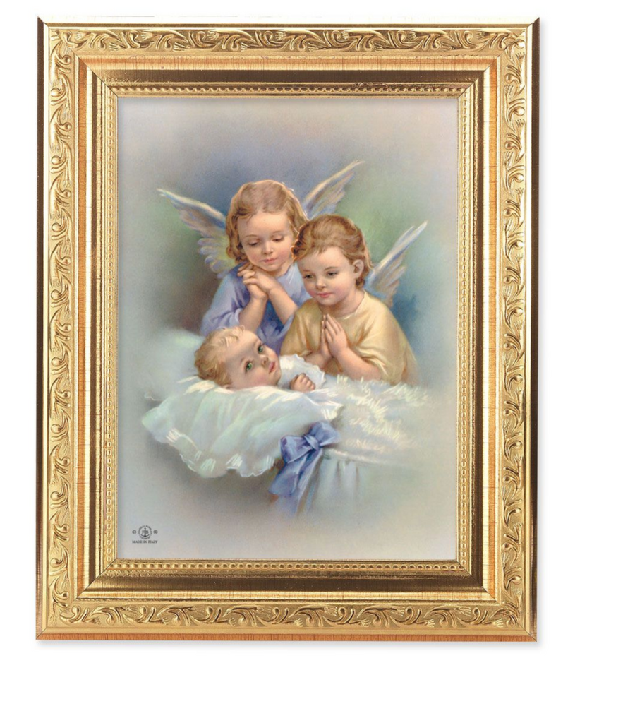 Guardian Angels with Baby Print In Gold Frame