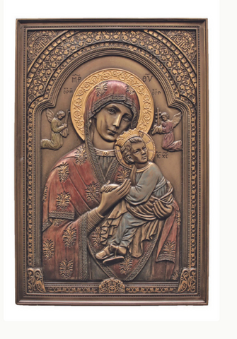 Our Lady of Perpetual Help Bronze Style Icon Plaque