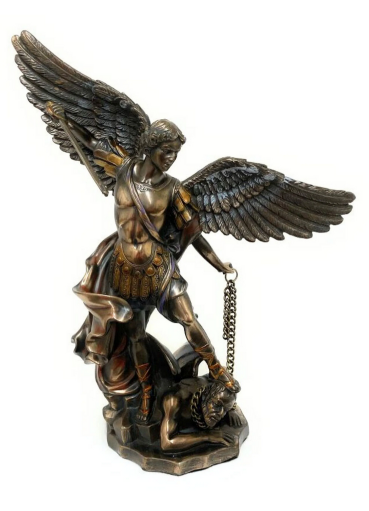 Saint Michael With Sword In Cold Cast Bronze