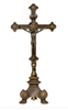 Double Sided Standing Crucifix In Antiqued Brass 13" Made in Italy