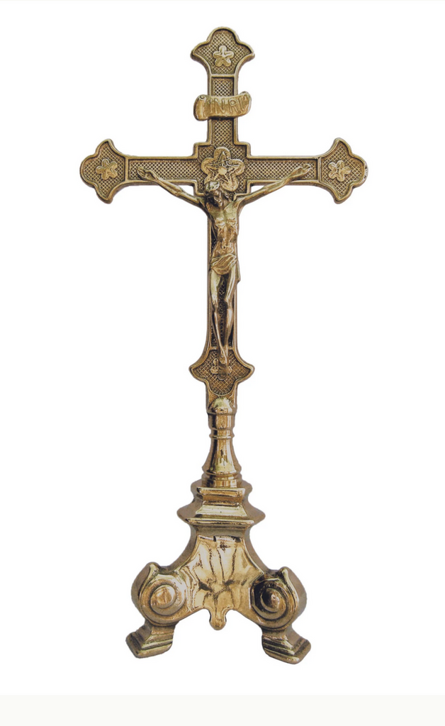 Standing Crucifix in shiny brass 13" Made in Italy