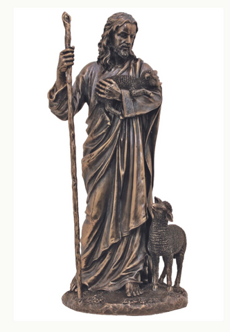 Jesus Christ the Good Shepherd Statue In Cold Cast Bronze