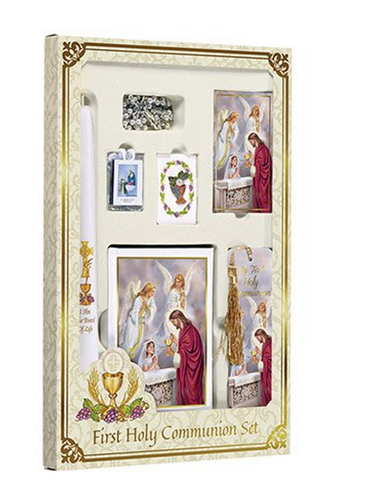 Blessed Sacrament Gift Set For Girl - White Rosary