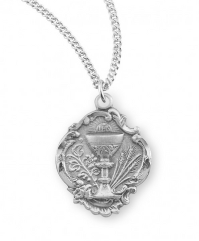 Sterling Silver Chalice Medal Pendant First Communion
