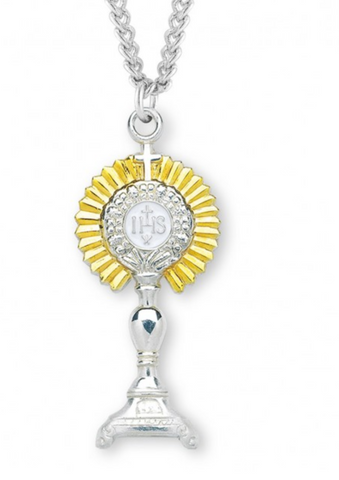 Two-tone Sterling Silver Monstrance Pendant