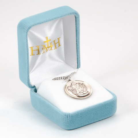 Sterling Silver First Communion Round Medal On Chain
