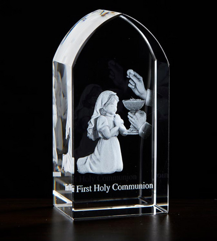 First Communion Girls Etched Glass Keepsake Gift