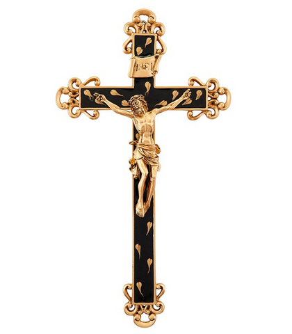 Jesus Gold Accent Floral Crucifix