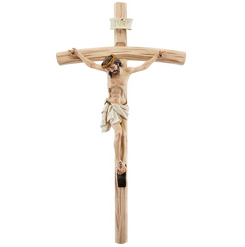 Val Gardena Wood Crucifix with Hand Painted Corpus