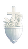 &nbsp;Communion Font With Lilies And Chalice In White Alabaster