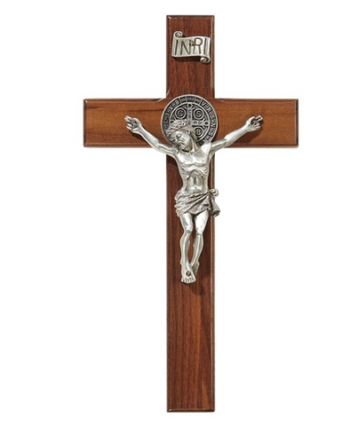Saint Benedict Medal Double Sided Wooden Wall Crucifix