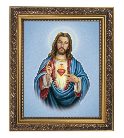 Sacred Heart of Jesus Print In Ornate Frame