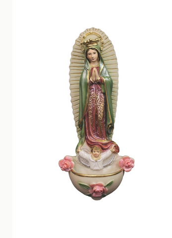 Our Lady of Guadalupe Holy Water Font Hand Painted  ITALY