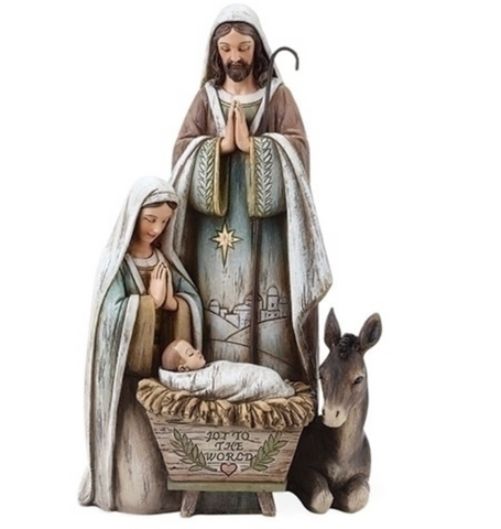 Holy Family Nativity With Donkey Statue
