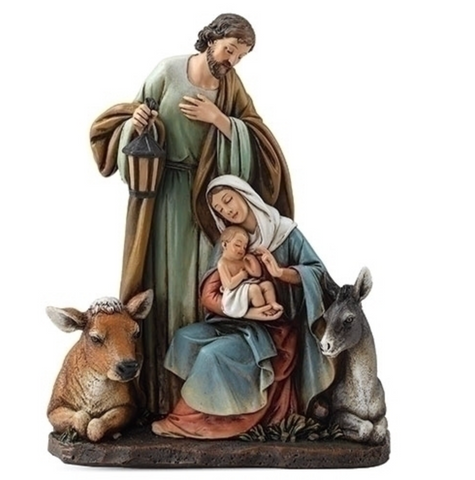 Holy Family Nativity With Animals Statue