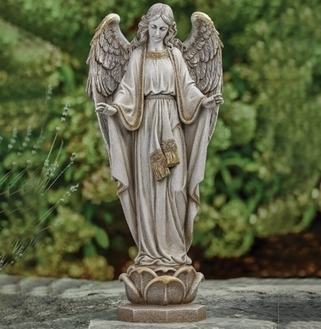 Guardian Angel On Pedestal Statue For Home or Garden