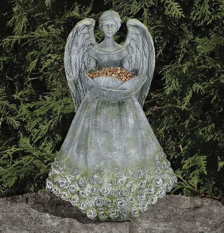 Angel With Roses Garden Bird Feeder