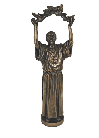 Saint Francis With Birds Statue 11 Inch Tall