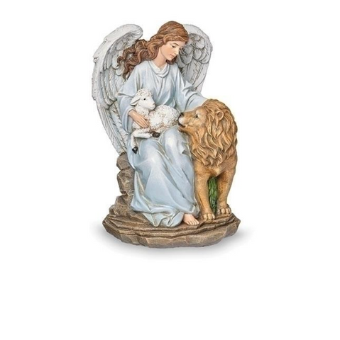 Angel With Lion And Lamb Statue