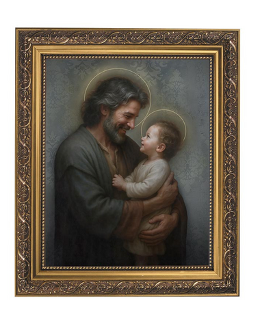 Saint Joseph Gentle Father Print In Ornate Frame