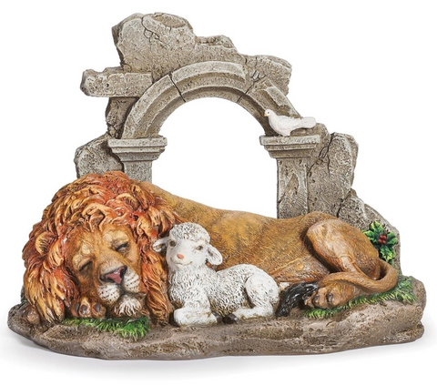 Lion And Lamb Sleeping Statue