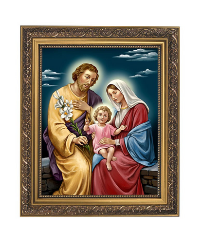 Holy Family Jesus Mary and Joseph Print In Ornate Frame