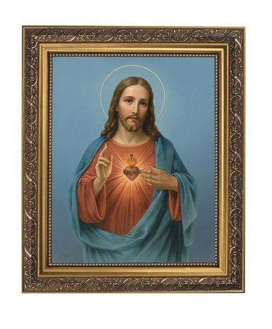 Sacred Heart of Jesus Print in Ornate Frame