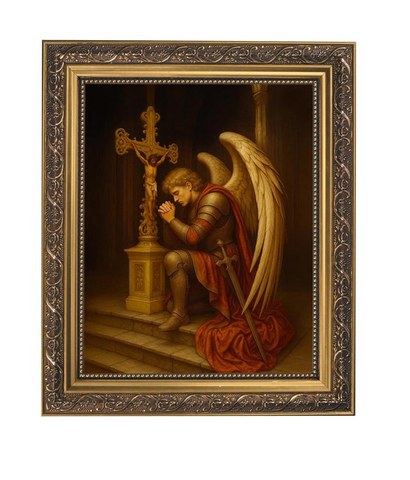 Saint Michael At Cross Print In Ornate Frame