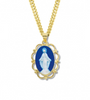 Dark Blue Gold Over Sterling  Cameo Miraculous Medal Capodimonte Porcelain Made In Italy
