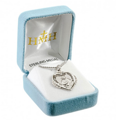 Saint Jude Heart Shaped Sterling Silver Medal On Chain