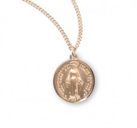 Round Miraculous Medal Pendant Oval Gold Over Sterling Silver