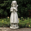 Little Girl Holding Lamb Garden Statue