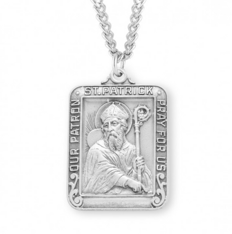 Saint Patrick Sterling Silver Medal On Chain