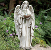 Guardian Angel With Flowers Holding Birds Nest 24" Tall Garden Or Patio