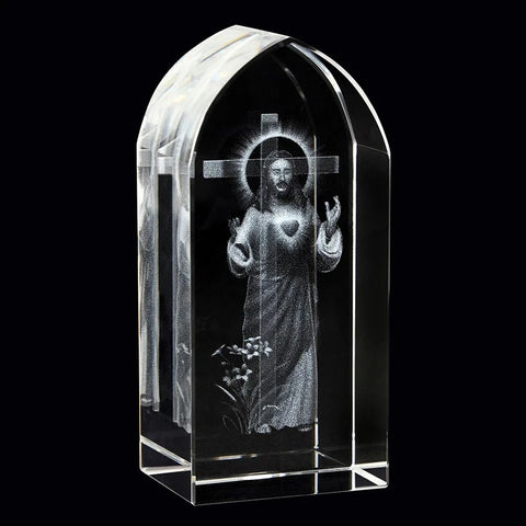 Sacred Heart Etched Glass