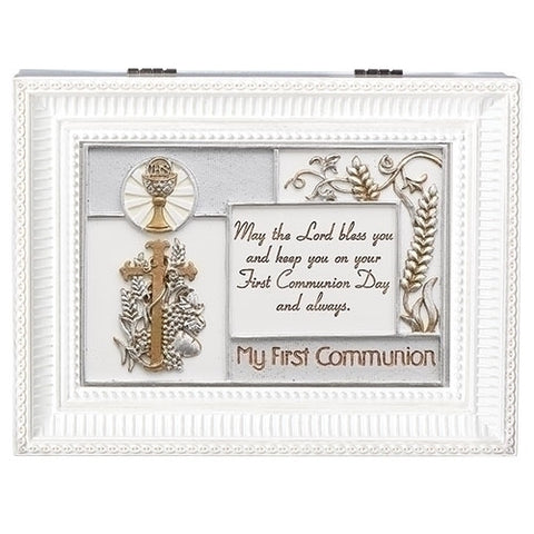First Communion Wind Up Music Box Plays Ave Maria