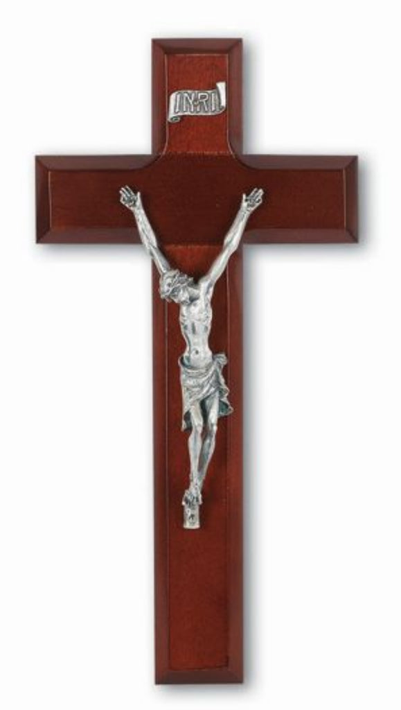 Dark Cherry Wood Jesus Wall Crucifix