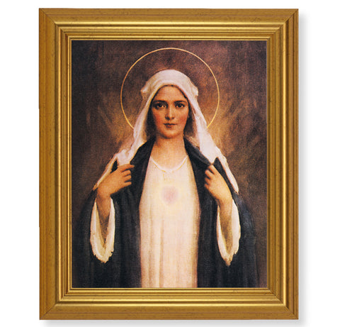 Vintage Style Immaculate Heart Of Mary Print In Beveled Gold Frame