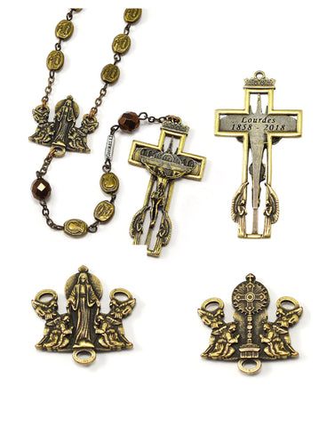 Our Lady of Lourdes 160th Anniversary Rosary, Antique Bronze By Ghirelli