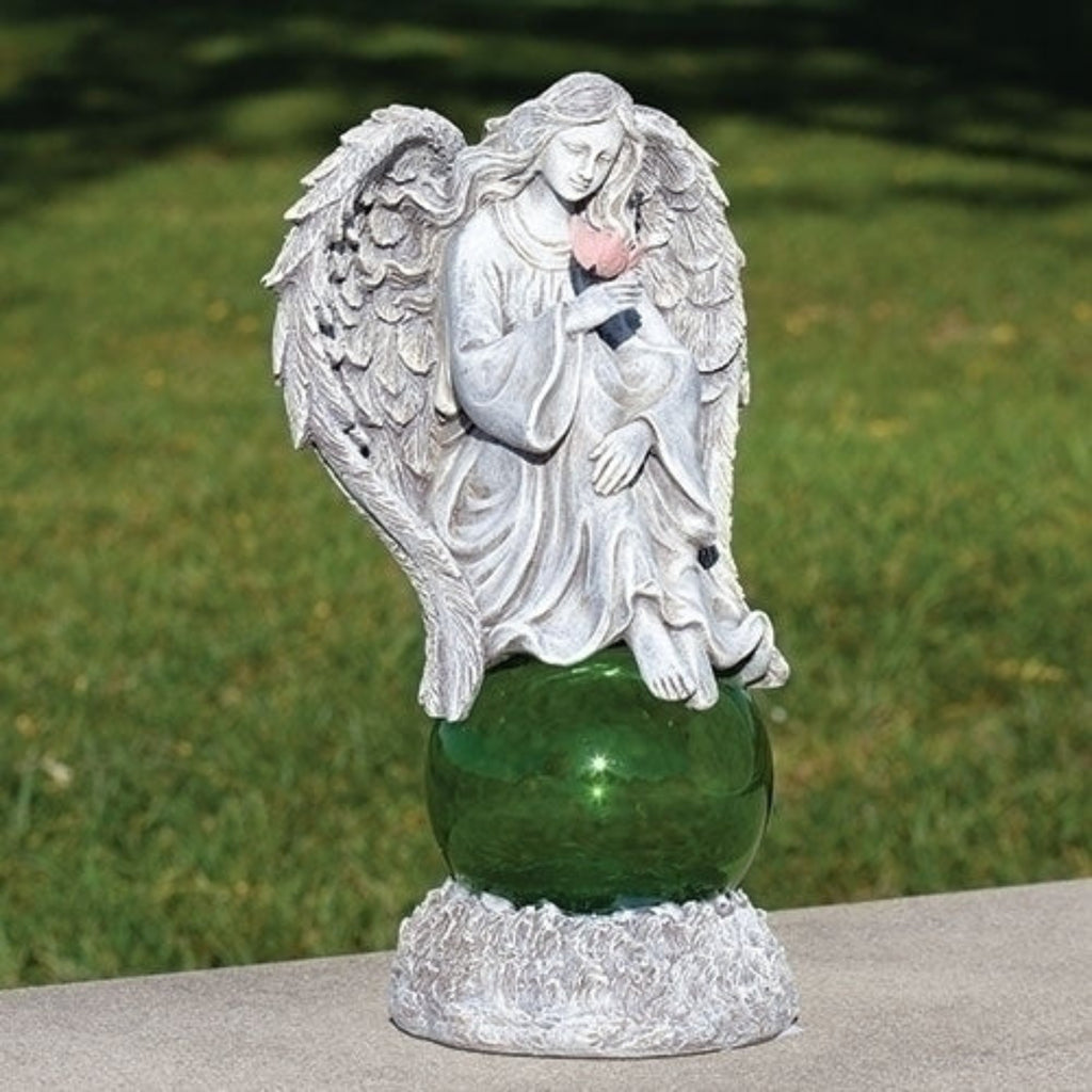 Loving Angel With Rose Solar Light Up Statue