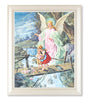 Guardian On Bridge With Children Print In Pearl Frame With Glass